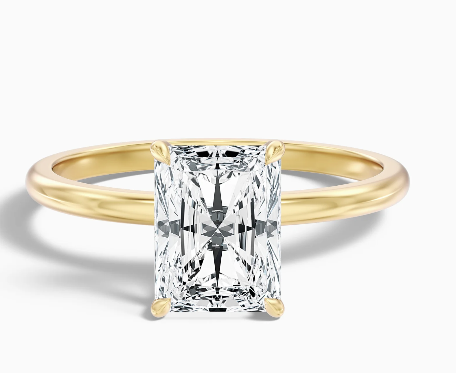 3.00ct Radiant cut Lab Grown Diamond set in a 14kt yellow Gold soliatire Setting